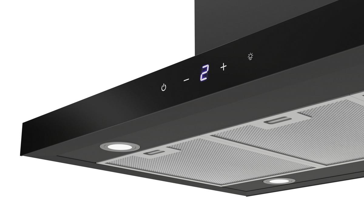 DUNSTABZUGSHAUBE Schwarz B: 89,5cm - Schwarz, Trend, Glas/Metall (89,5/65/60cm) - Respekta