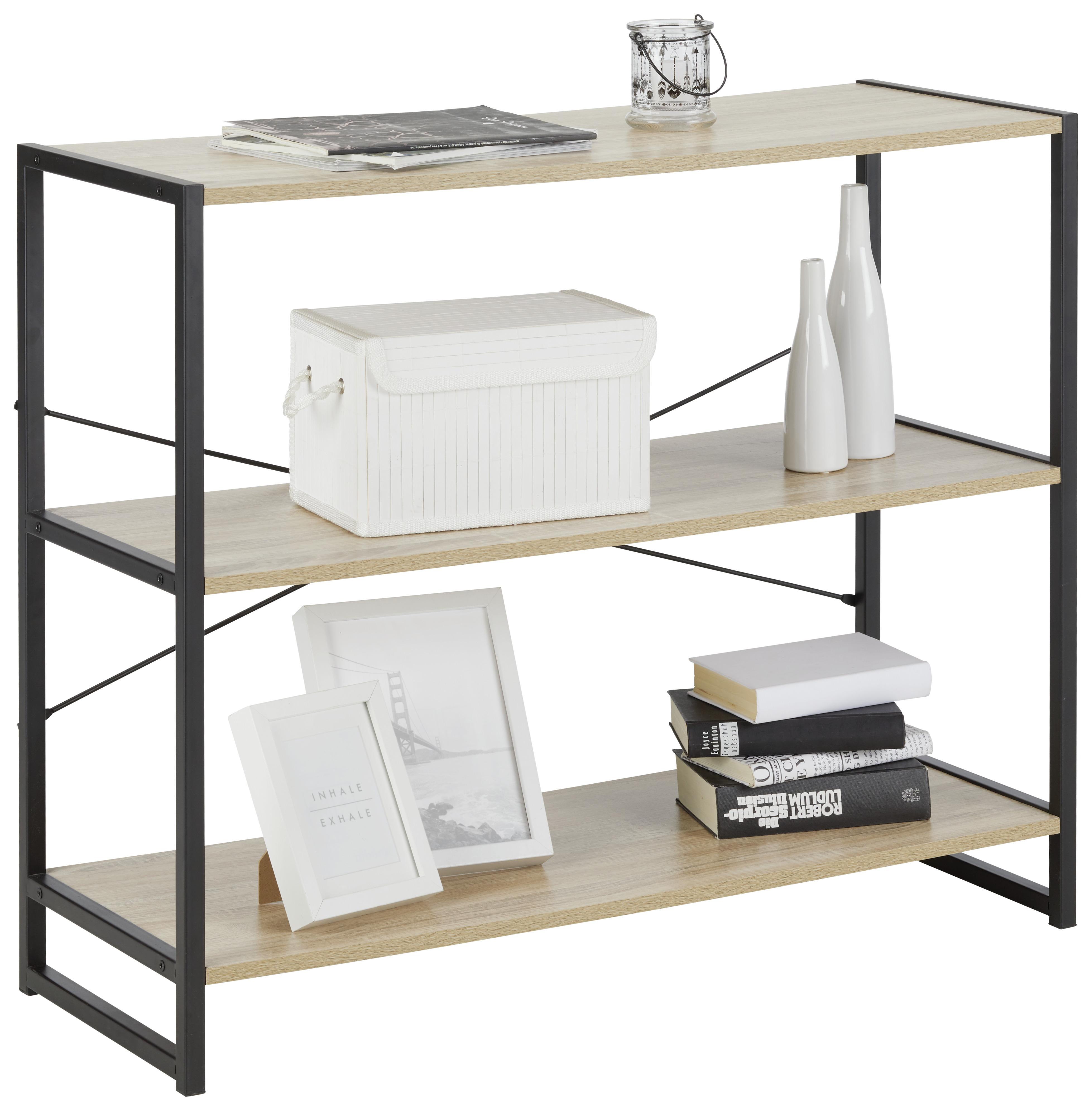Regál Bono - čierna/dub sonoma, Moderný, kov/kompozitné drevo (95/79,2/35cm) - Modern Living