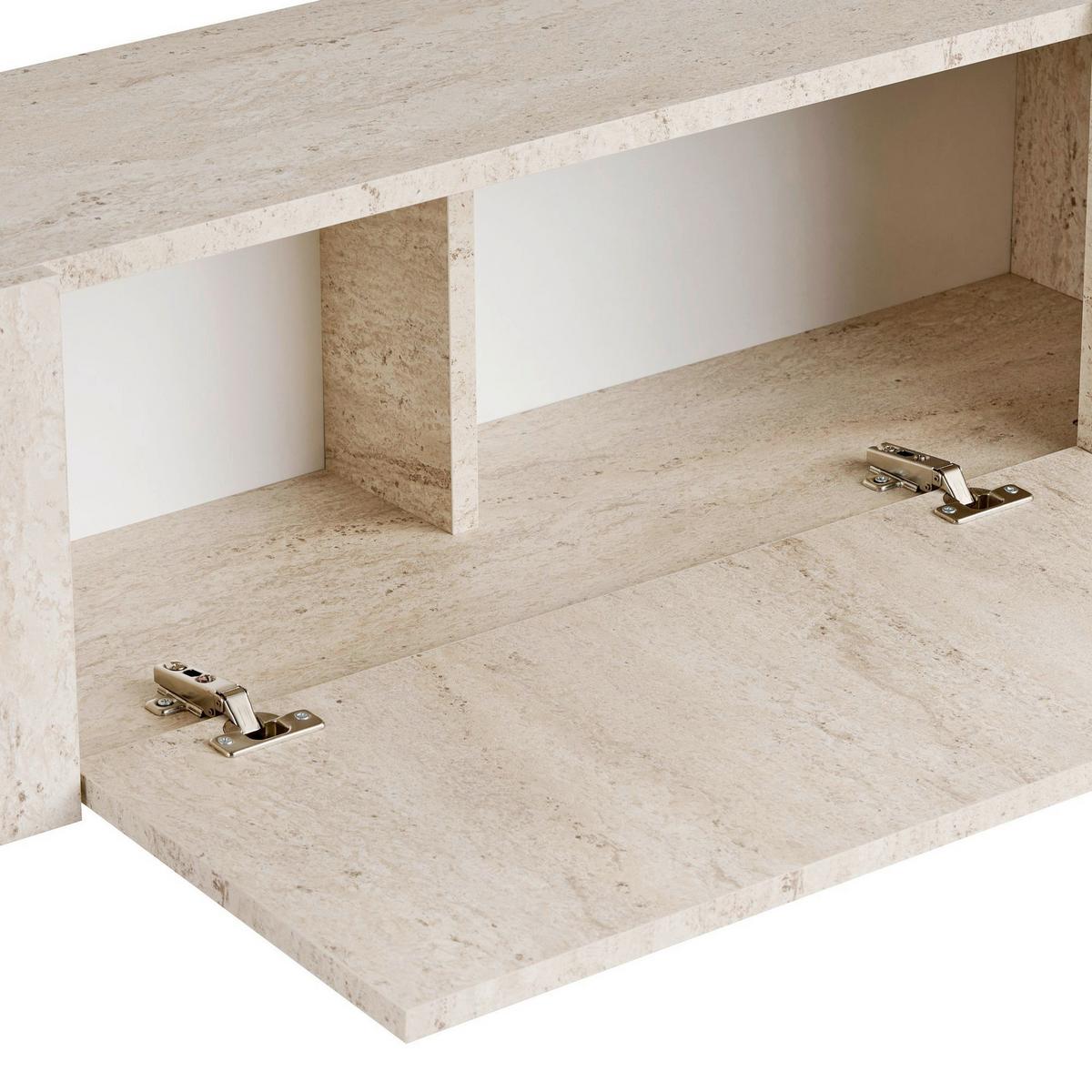 TV-ELEMENT Travertine/Gold B: 180cm - Elfenbein/Goldfarben, MODERN, Holzwerkstoff (180/45/30cm)