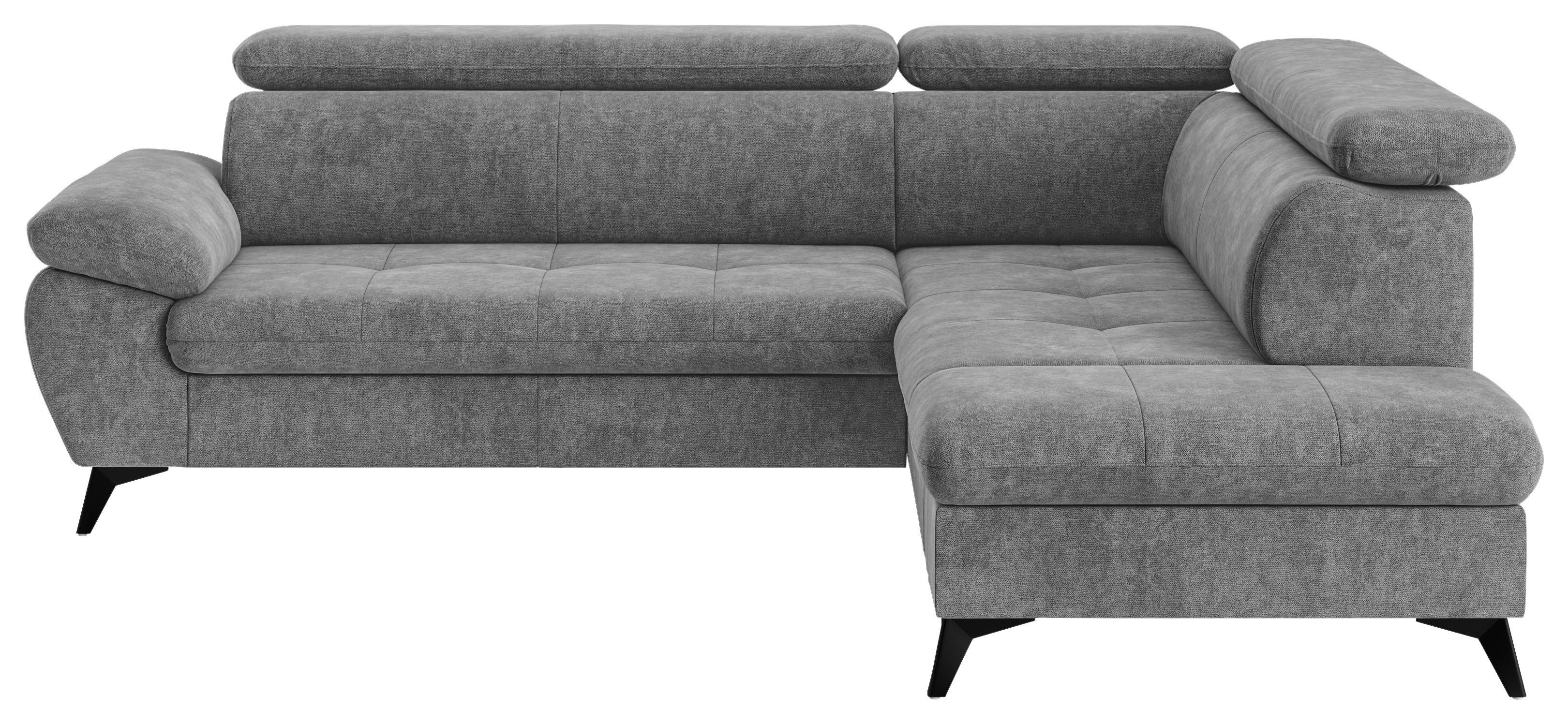 Ecksofa Mit Bettkasten Hudson 265x207 Cm Grau - Schwarz/Grau, Textil (265/207cm) - MID.YOU