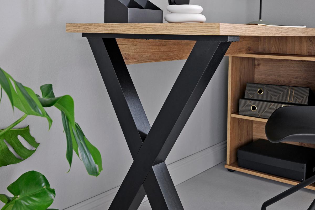 Eckschreibtisch Mit Stauraum B 140cm H 76cm Club, Eichefarbe - Eichefarben, MODERN, Holzwerkstoff (140/95/76cm) - Livetastic