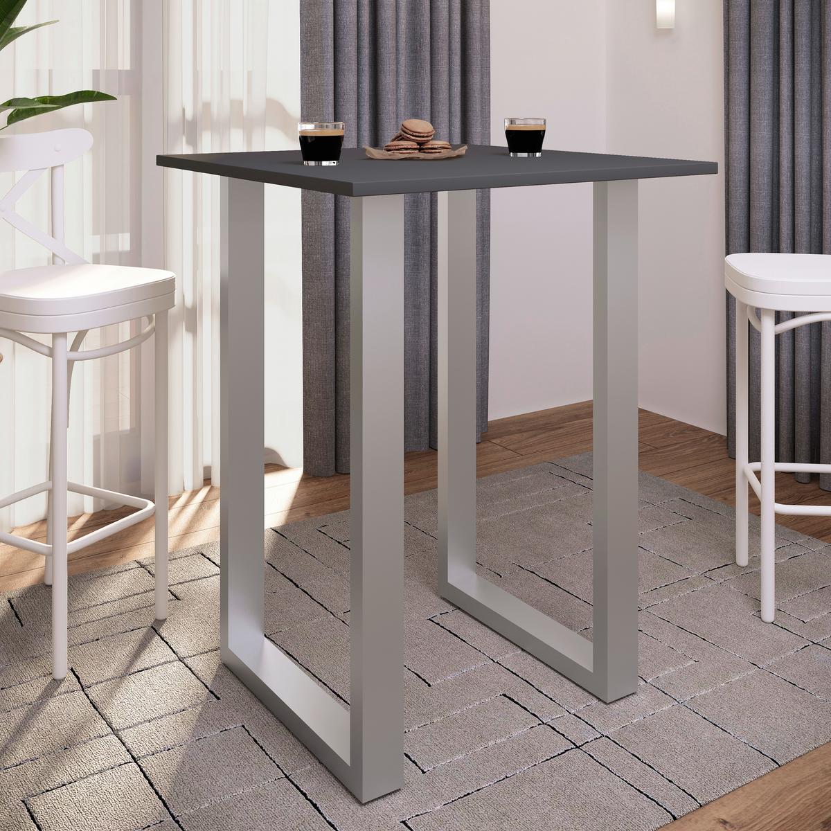Bartisch Xona B 80x50 - Anthrazit/Silberfarben, KONVENTIONELL, Holzwerkstoff/Metall (80/50/102cm)