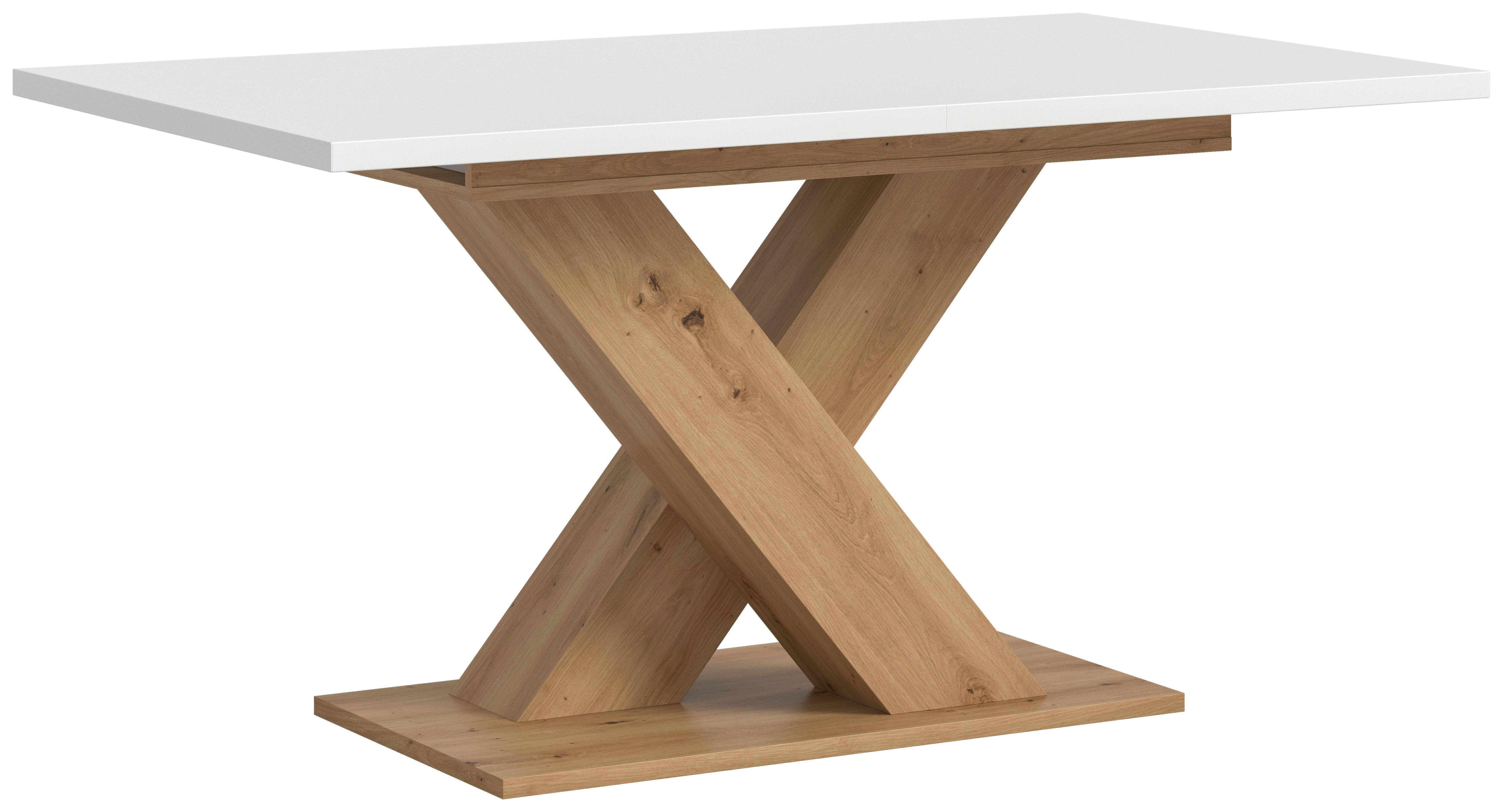 Ausziehtisch Marlon B: 150-190 cm, Melamin Dekor Arisan Weiß - Eiche Artisan/Weiß, KONVENTIONELL, Holzwerkstoff (150-190/76/90cm)