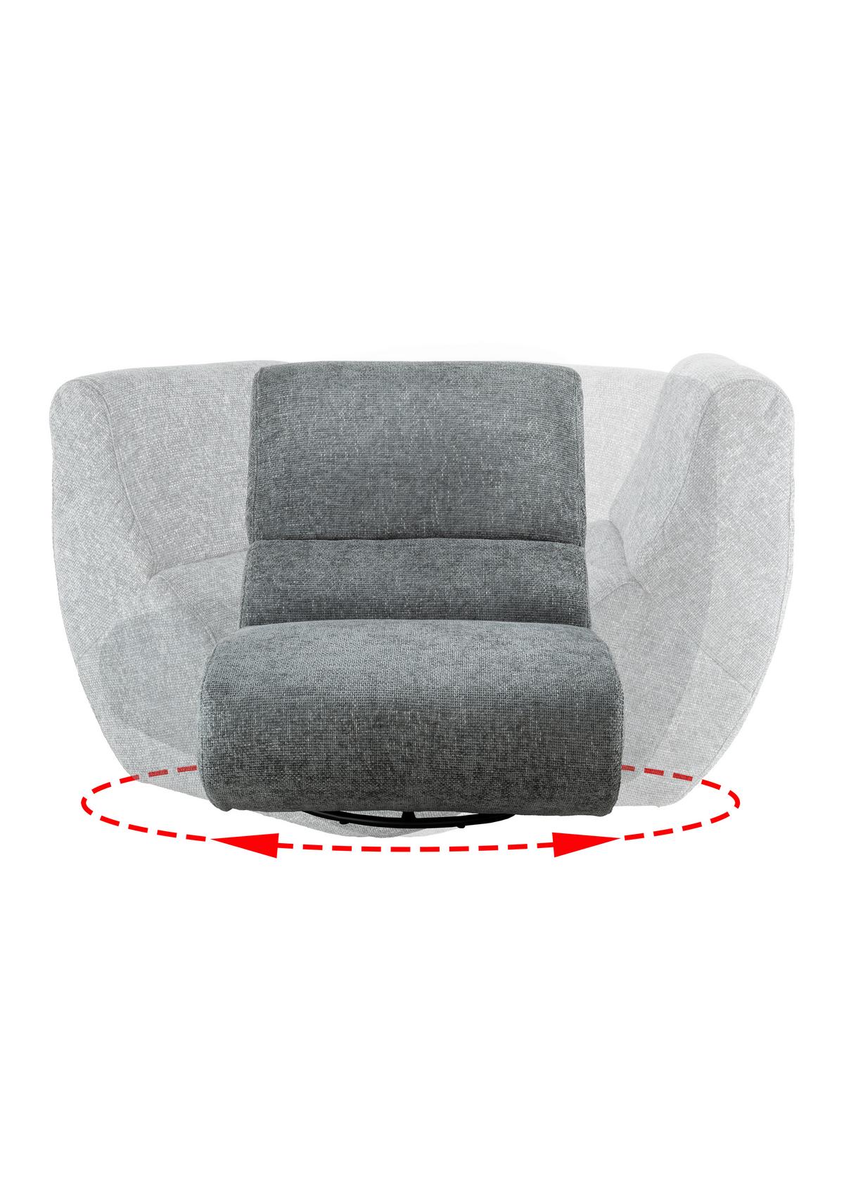 Sessel Lucera Graubraun 360° drehbar, B: 74 cm - Graubraun/Schwarz, Design, Textil (74/85/105cm) - Livetastic