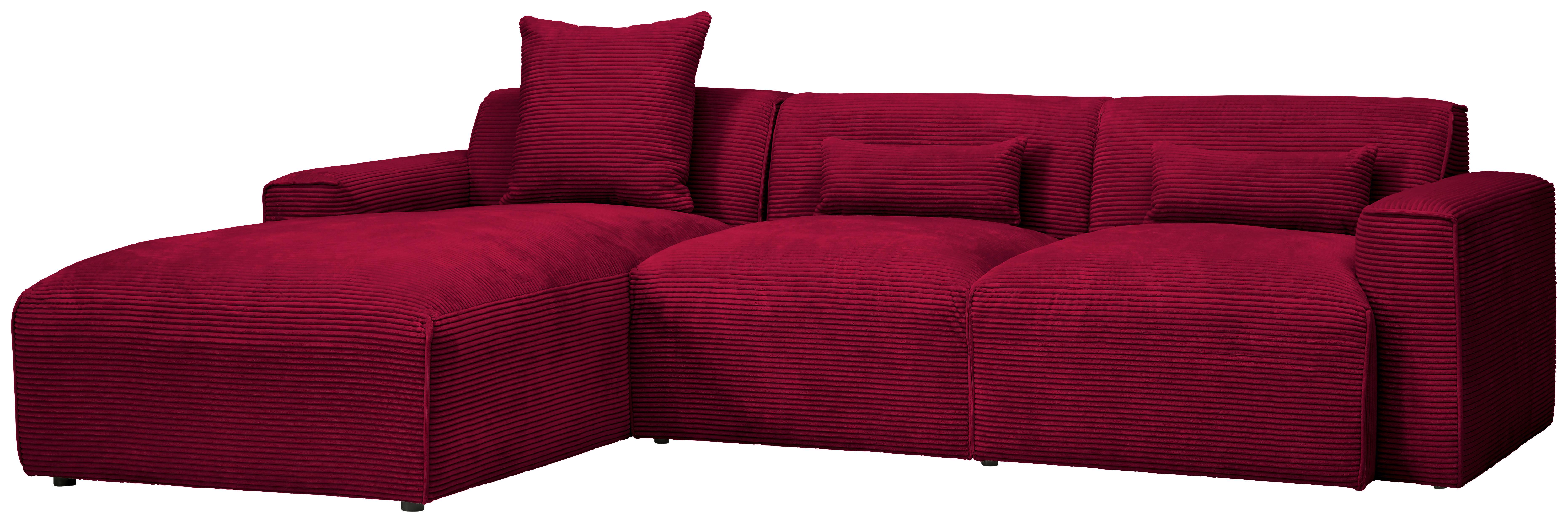 Ecksofa Pearl - Rot/Schwarz, Design, Textil (196/303cm) - Livetastic