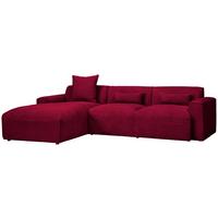 Ecksofa Pearl - Rot/Schwarz, Design, Textil (196/303cm) - Livetastic