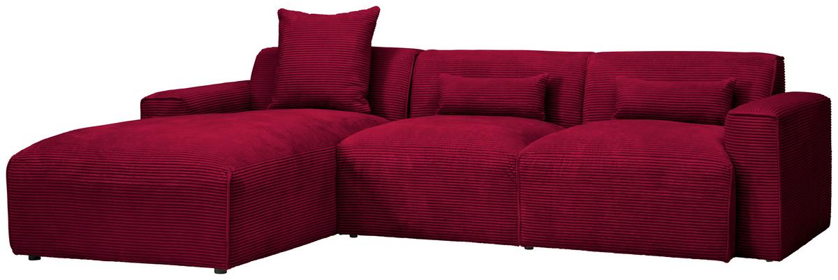 Ecksofa Pearl - Rot/Schwarz, Design, Textil (196/303cm) - Livetastic