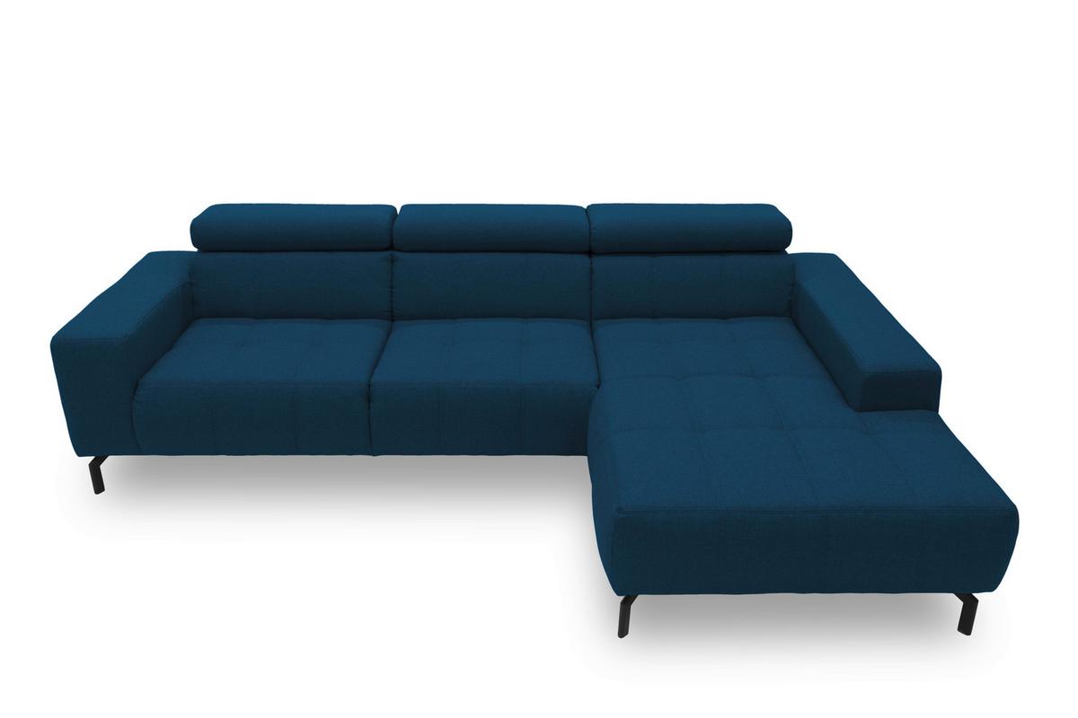 Gepolstertes Ecksofa in Dunkelblau mit Armlehnen