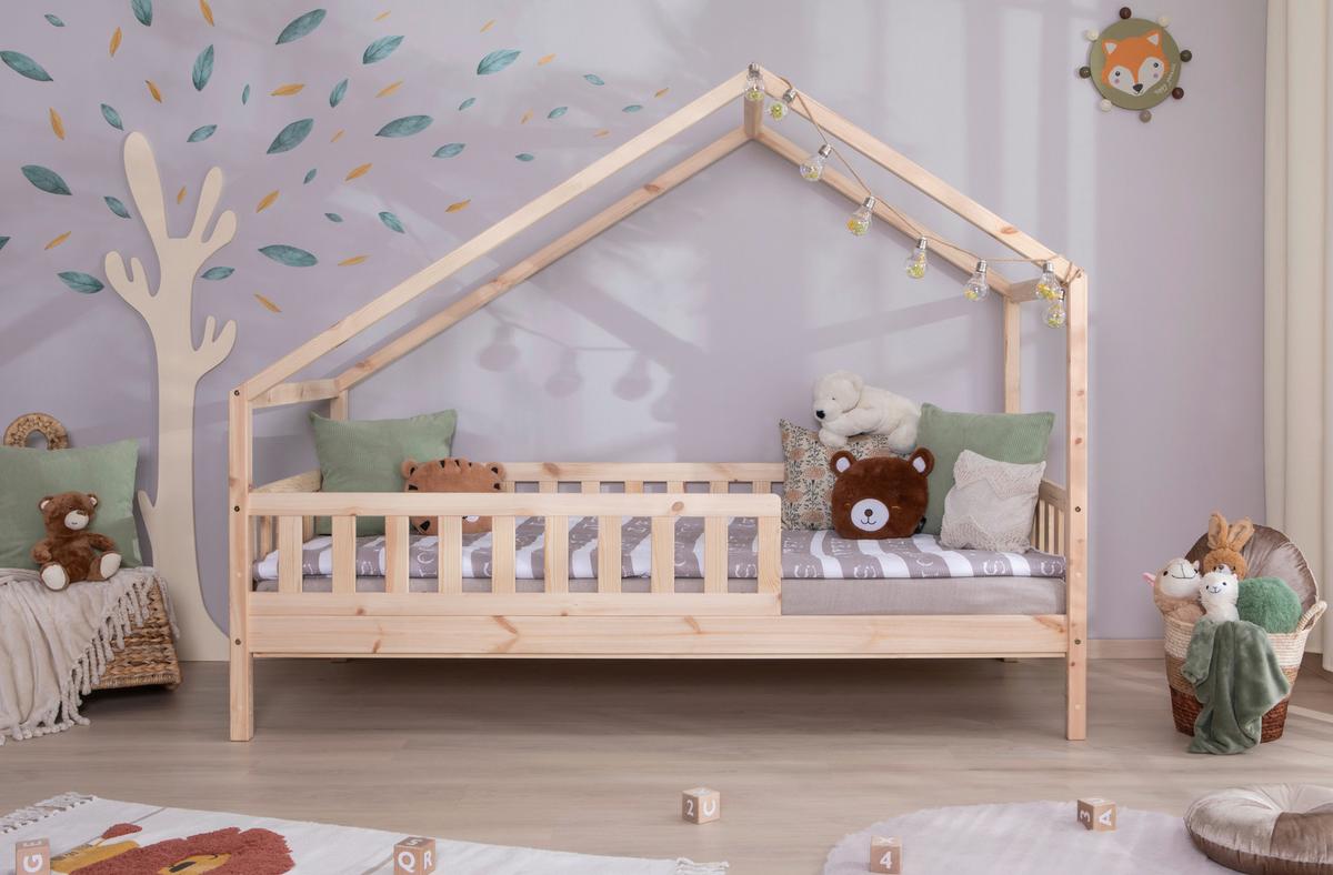 Hausbett Lou Naturfarben B: 90 cm - Naturfarben/Weiß, MODERN, Holz/Textil (90/200cm) - MID.YOU