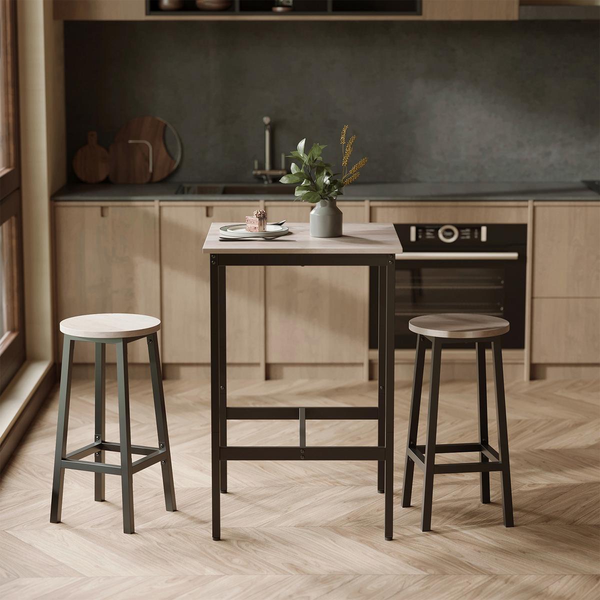 Bartisch Greige/schwarz B: 60 Cm - Greige/Schwarz, MODERN, Holzwerkstoff/Metall (60/90/60cm) - MID.YOU