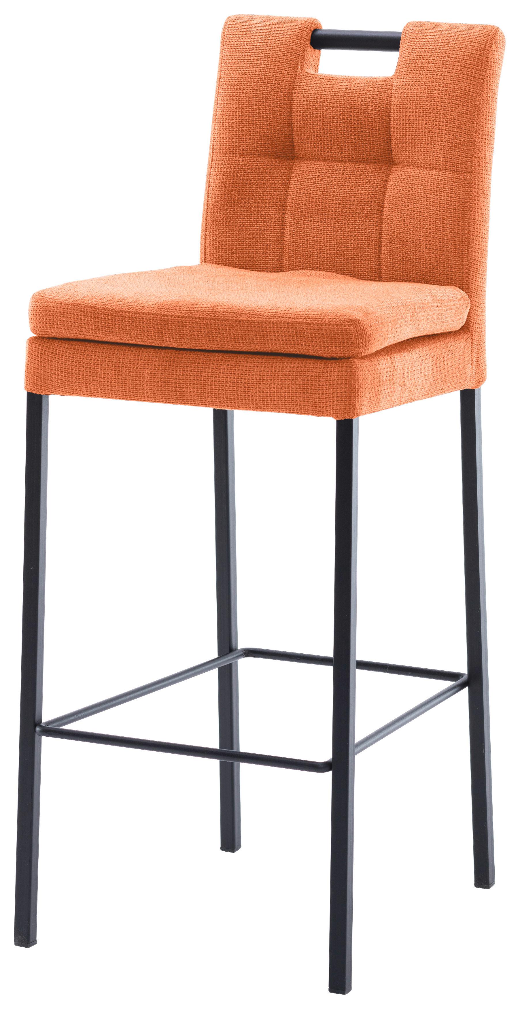 Barhocker Madrid Orange/Schwarz B: 42 cm - Schwarz/Orange, Design, Textil/Metall (42/102/52cm) - Cantus