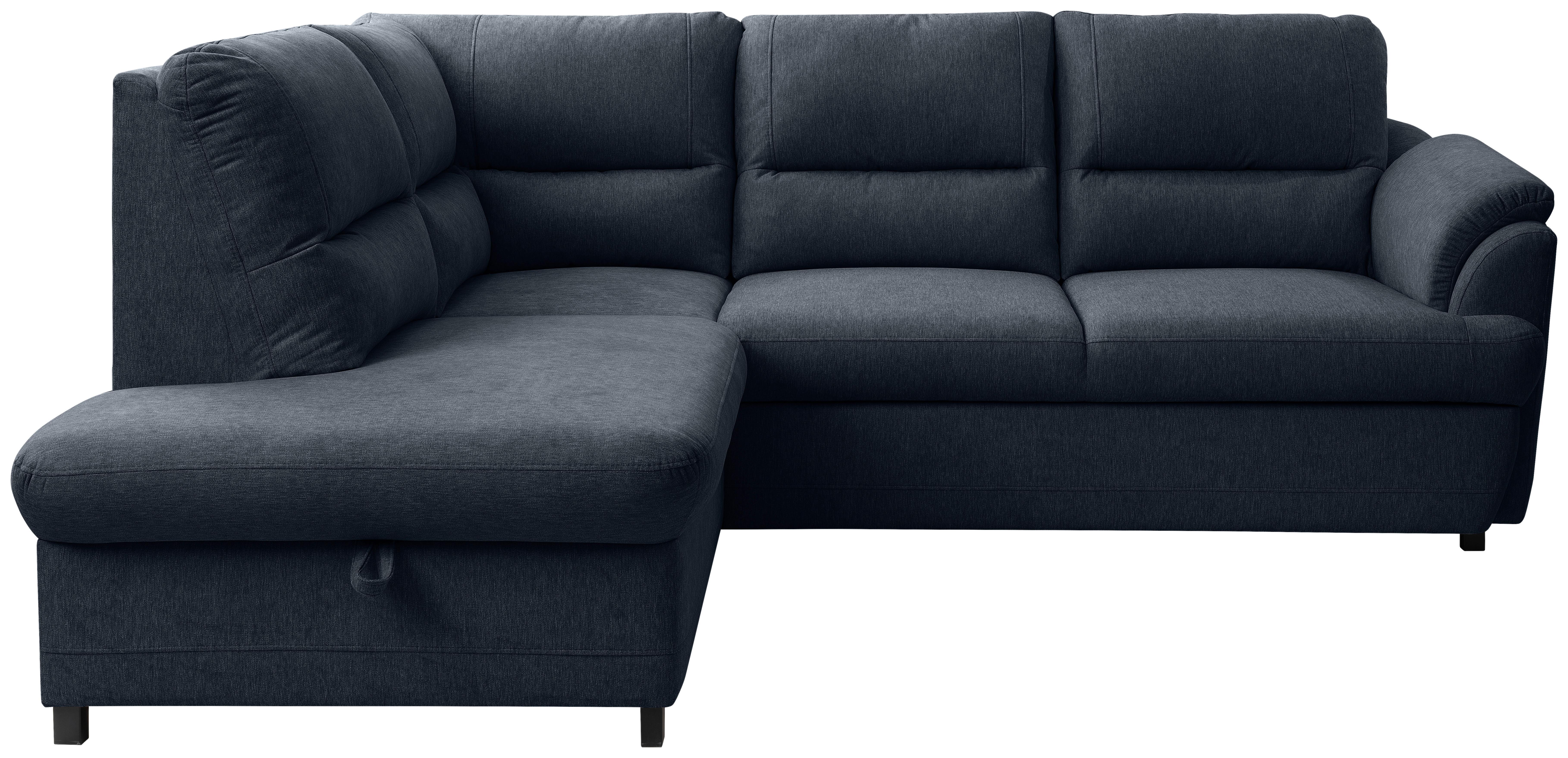 Rohová sedačka GUSTO, levá, modrá - modrá/černá, Basics, dřevo/textil (200/240cm)