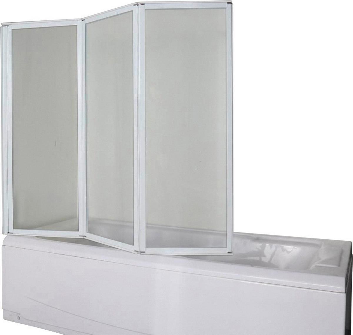 Badewannenfaltwand 3-Tlg. 130x121 cm Weiß, Glas - Weiß, MODERN, Glas/Metall (130/121cm)