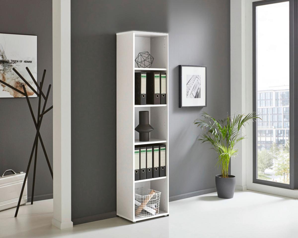 Aktenregal Weiß B: 44,1cm - Silberfarben/Weiß, MODERN, Holzwerkstoff (44,1/185,6/33cm) - MID.YOU