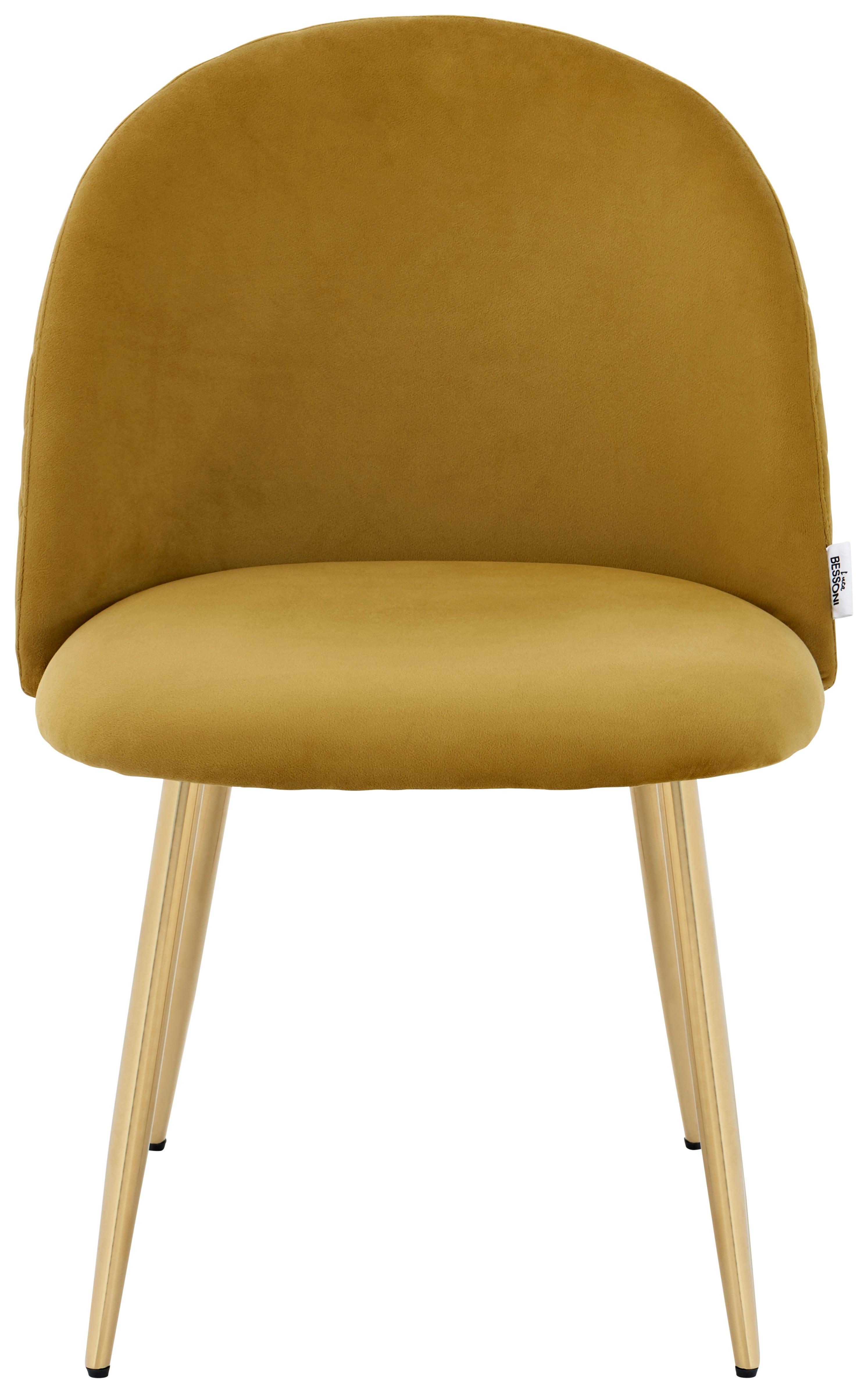 Polsterstuhl Artdeco Dunkelgelb, Beine Gold - Goldfarben/Dunkelgelb, MODERN, Textil/Metall (51/79/58cm) - MID.YOU