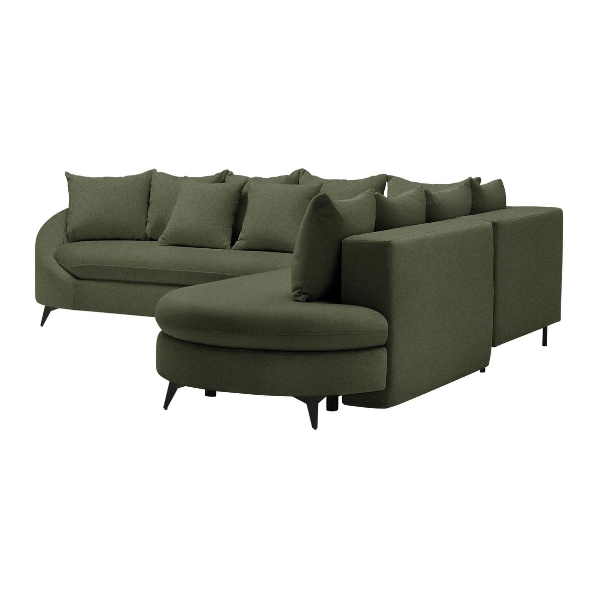 Rohová sedačka AXEL, pravá, olivově zelená žinylka - černá/olivově zelená, Moderní, kov/textil (291/250cm) - Mömax