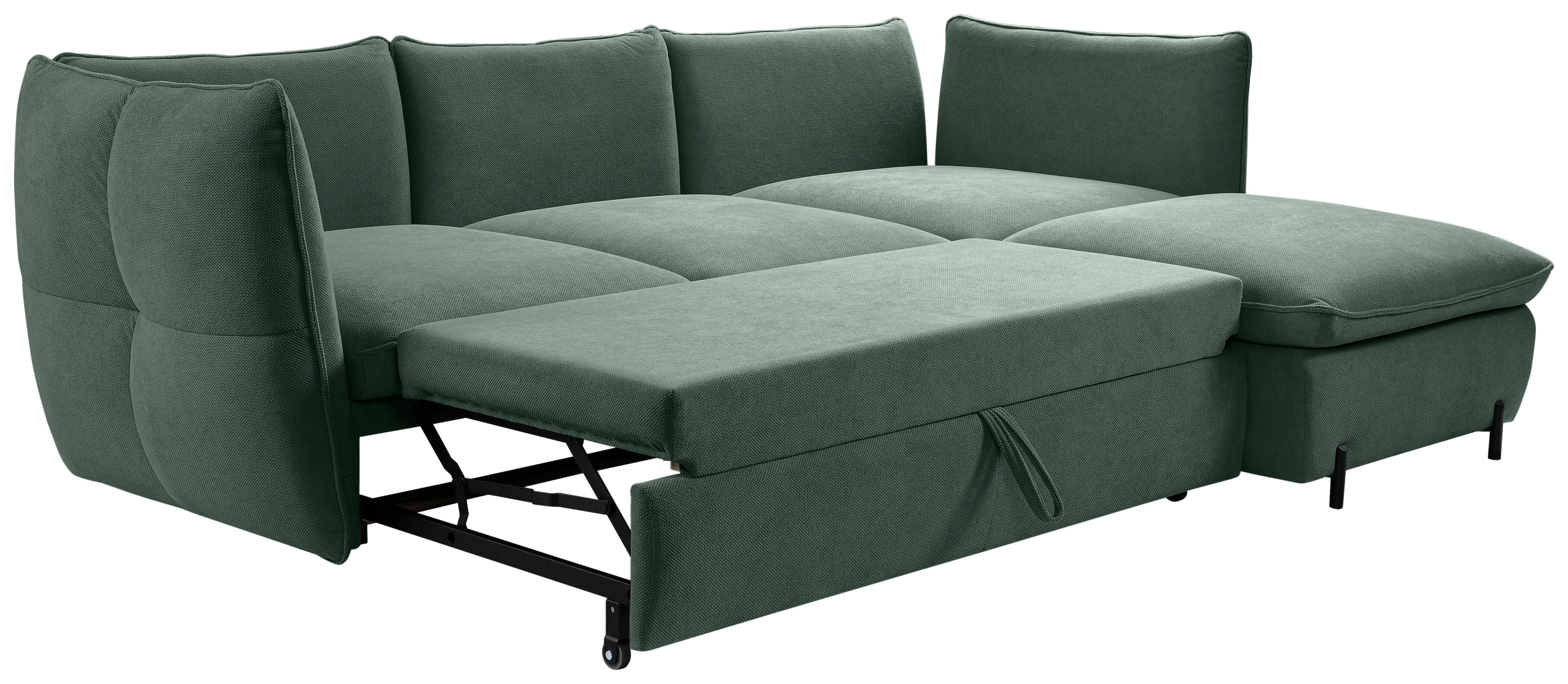 Ecksofa Baloo, Grün S: 262x178 cm - Schwarz/Grün, MODERN, Textil (262/178cm) - MID.YOU