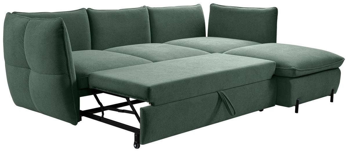 Ecksofa Baloo, Grün S: 262x178 cm - Schwarz/Grün, MODERN, Textil (262/178cm) - MID.YOU