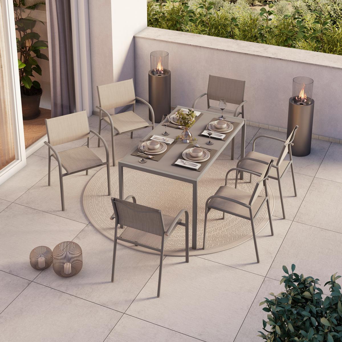 Gartensessel Paris - Beige, MODERN, Textil/Metall (57/85/57cm) - Beldano