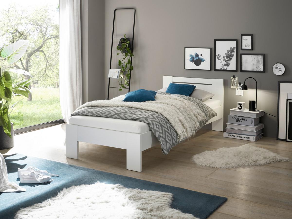 Bett Cannes 90 Weiß 90x200 - Weiß, KONVENTIONELL, Holzwerkstoff (90/200cm) - Ondega