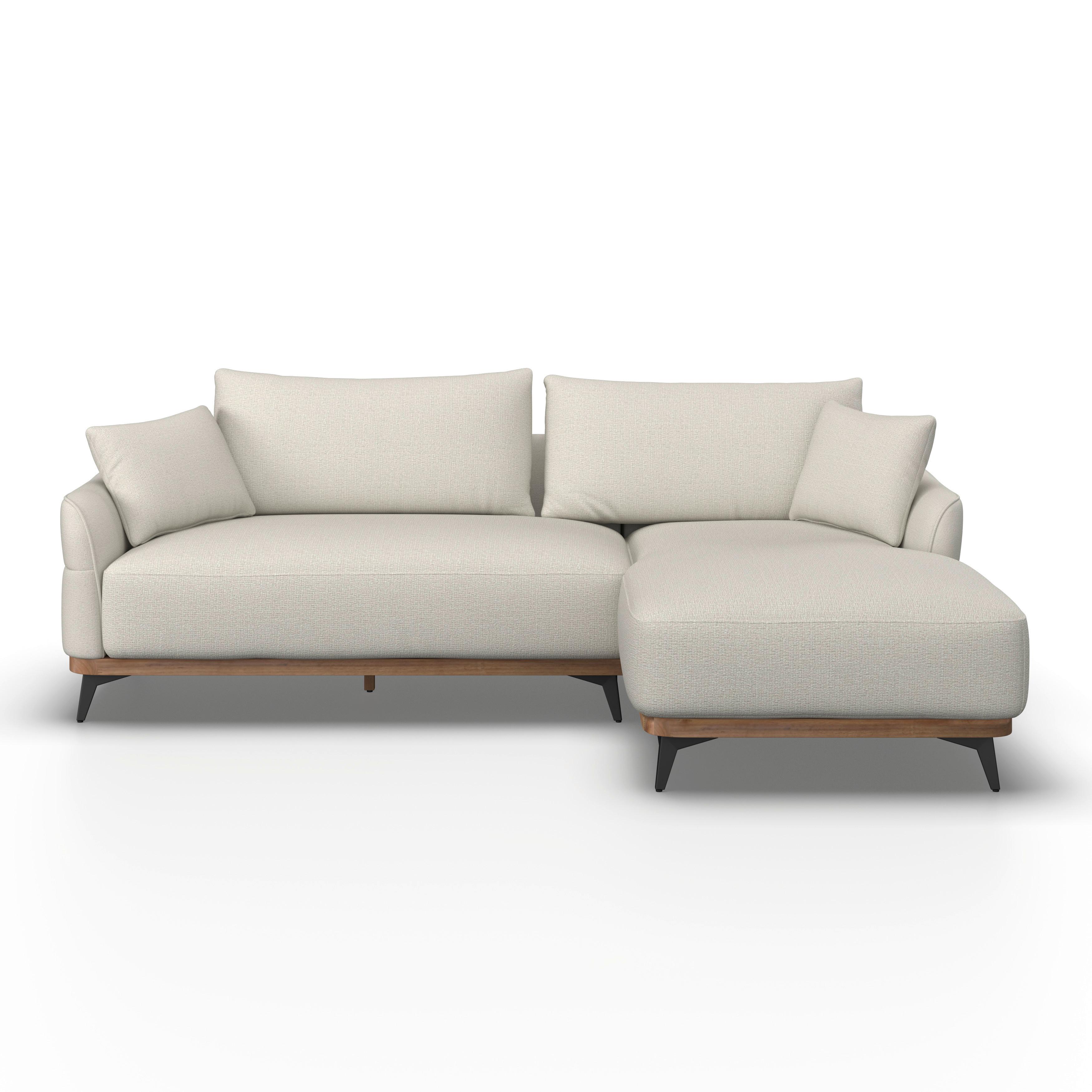 Sedací souprava MELIA, oboustranná, krémová - černá/krémová, Moderní, kov/dřevo (253/69/93cm) - Bessagi Home