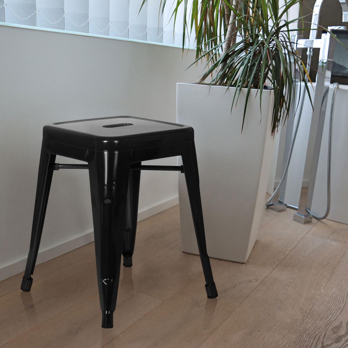 Hocker Vantaggio Stahl Schwarz H: 46 Cm Stapelbar - Schwarz, Basics, Metall (39/46/39cm) - MID.YOU