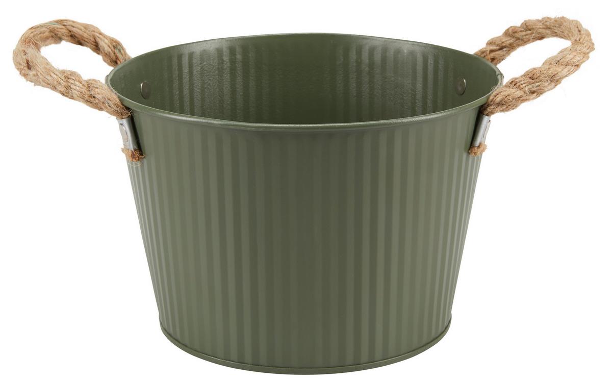 Blumentopf 3-Fach Sortiert - Dunkelgrün/Hellgrün, Basics, Metall (19,5/19,5/13cm)