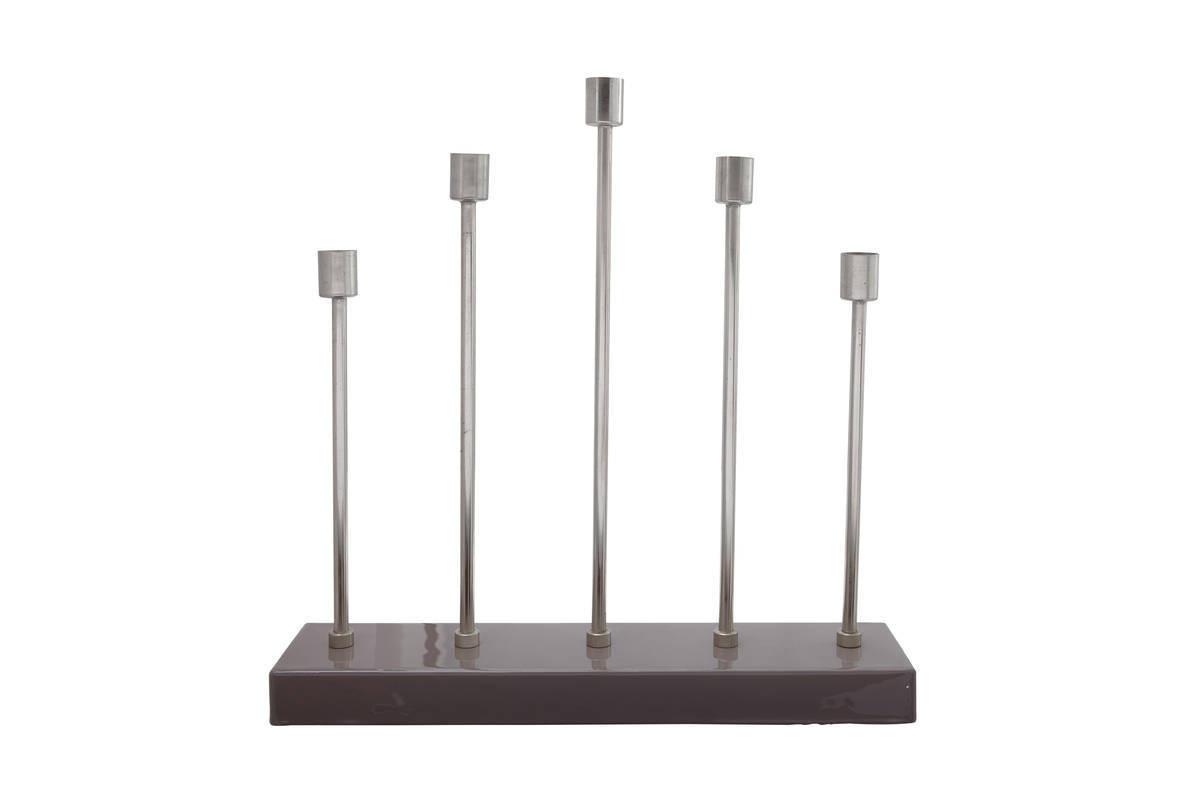 Kerzenständer Art Deco Eisen Grau/silberfarben - Silberfarben/Grau, Trend, Metall (40/9/40cm) - Kayoom
