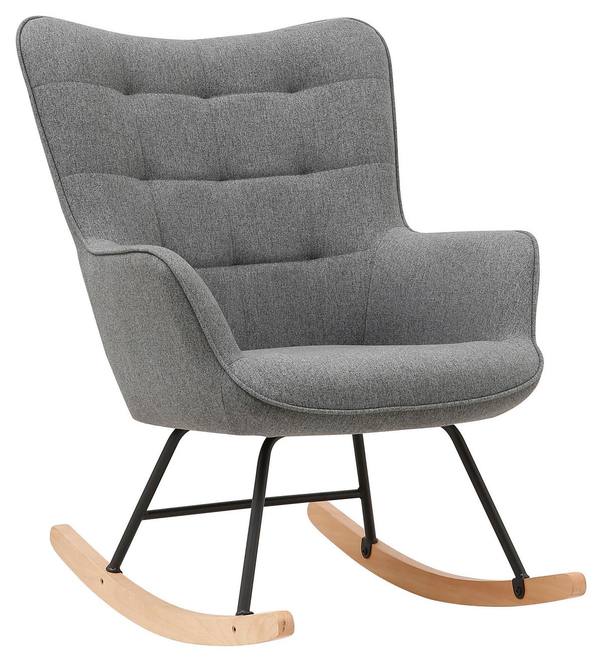 Schaukelstuhl Mit Armlehnen Richie Echtholz/webstoff Grau - Buchefarben/Schwarz, MODERN, Holz/Textil (72/92/92cm) - MID.YOU