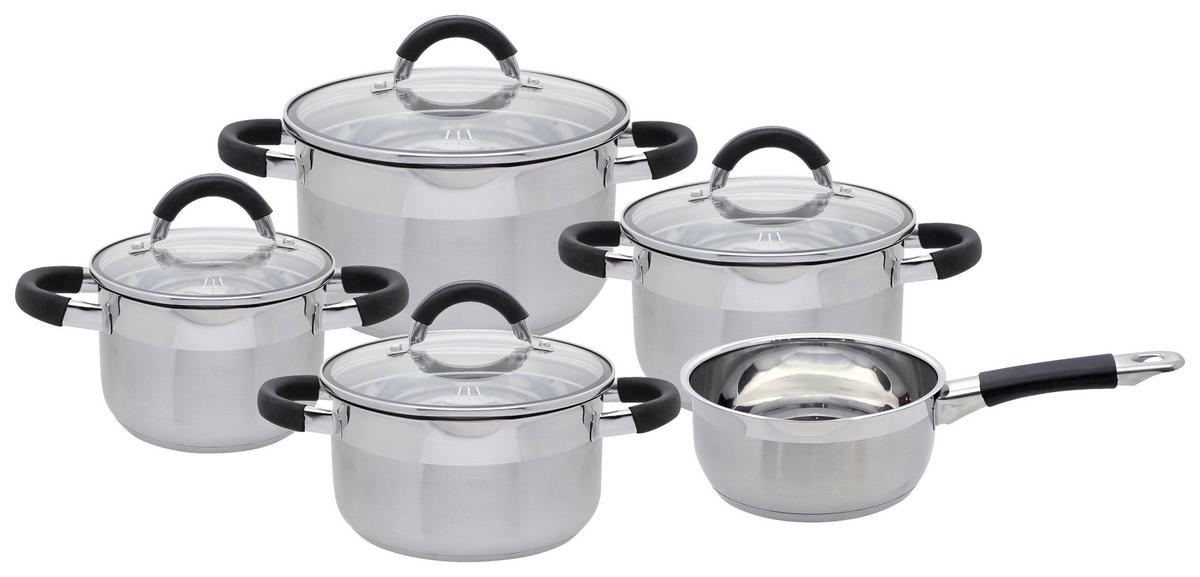 Kochtopfset Oswald 9-Tlg. Edelstahl Induktion - Klar/Edelstahlfarben, MODERN, Glas/Metall - James Wood