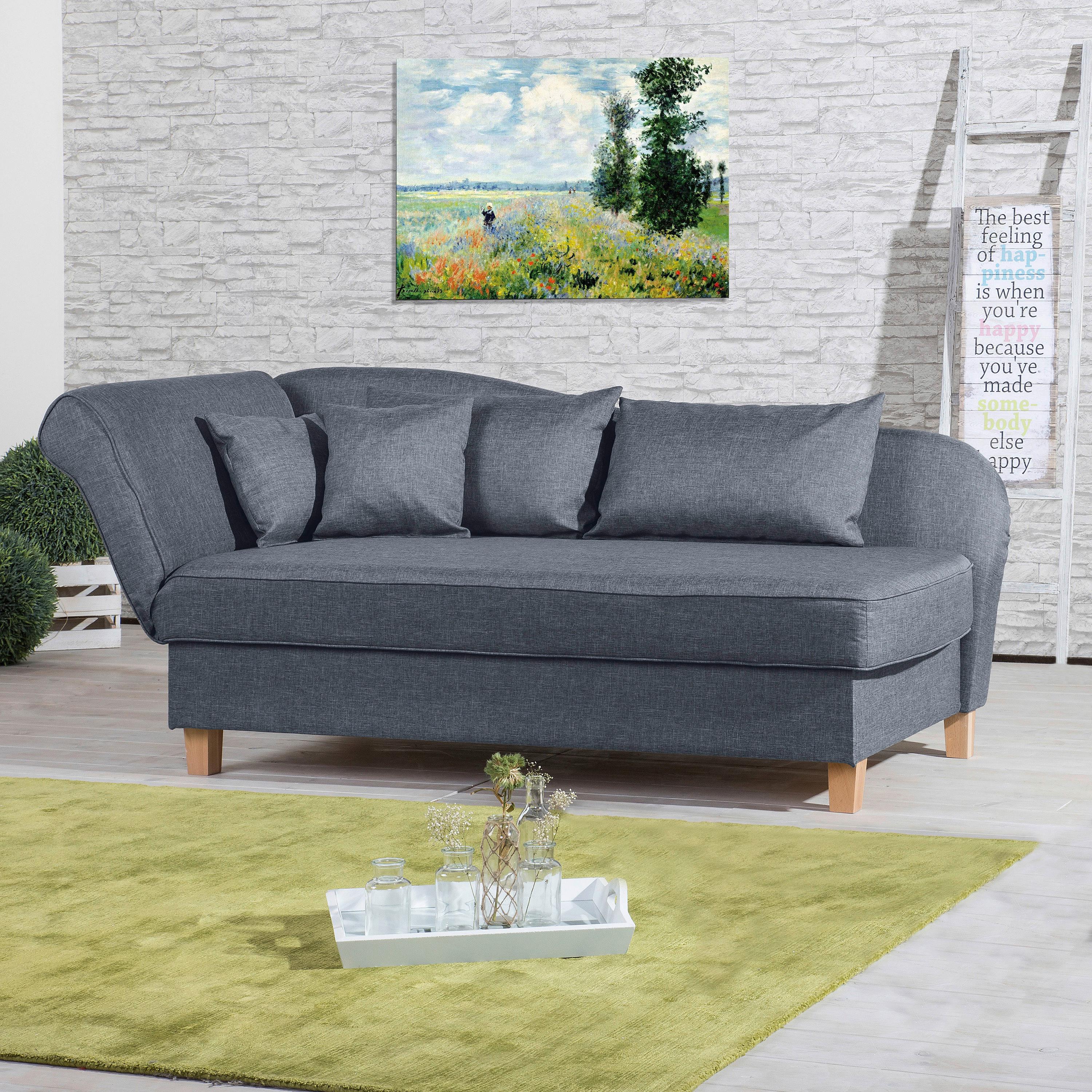Recamiere Selma Blau Links Mit Bettkasten+schlaffunktion - Blau, Design, Textil (190/88/82cm) - Max Winzer