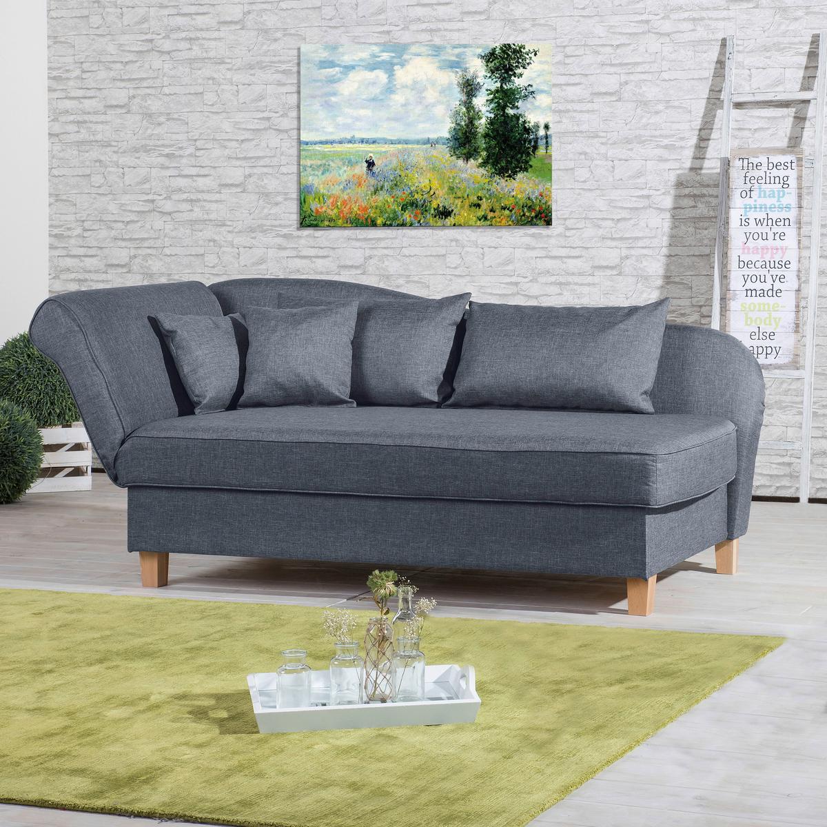 Recamiere Selma Blau Links mit Bettkasten+schlaffunktion - Blau, Design, Textil (190/88/82cm) - Max Winzer