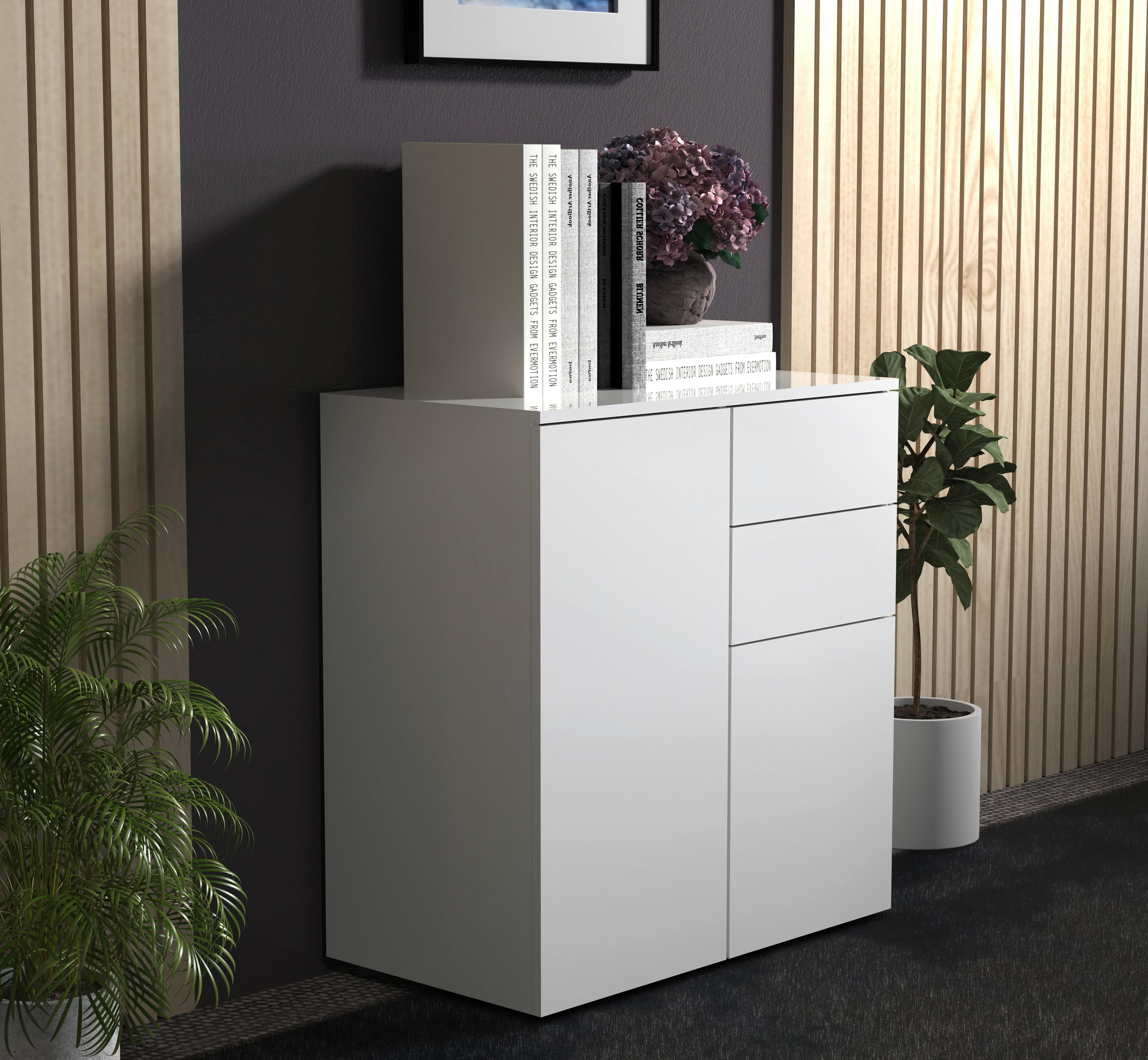 Kommode Dalrosa Weiß - Anthrazit/Weiß, MODERN, Holzwerkstoff (70/77/39cm) - MID.YOU