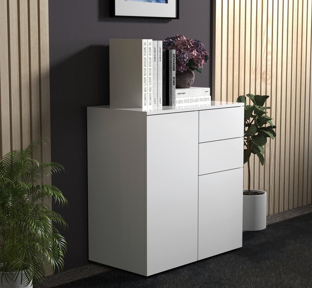Kommode Dalrosa Weiß - Anthrazit/Weiß, MODERN, Holzwerkstoff (70/77/39cm) - MID.YOU