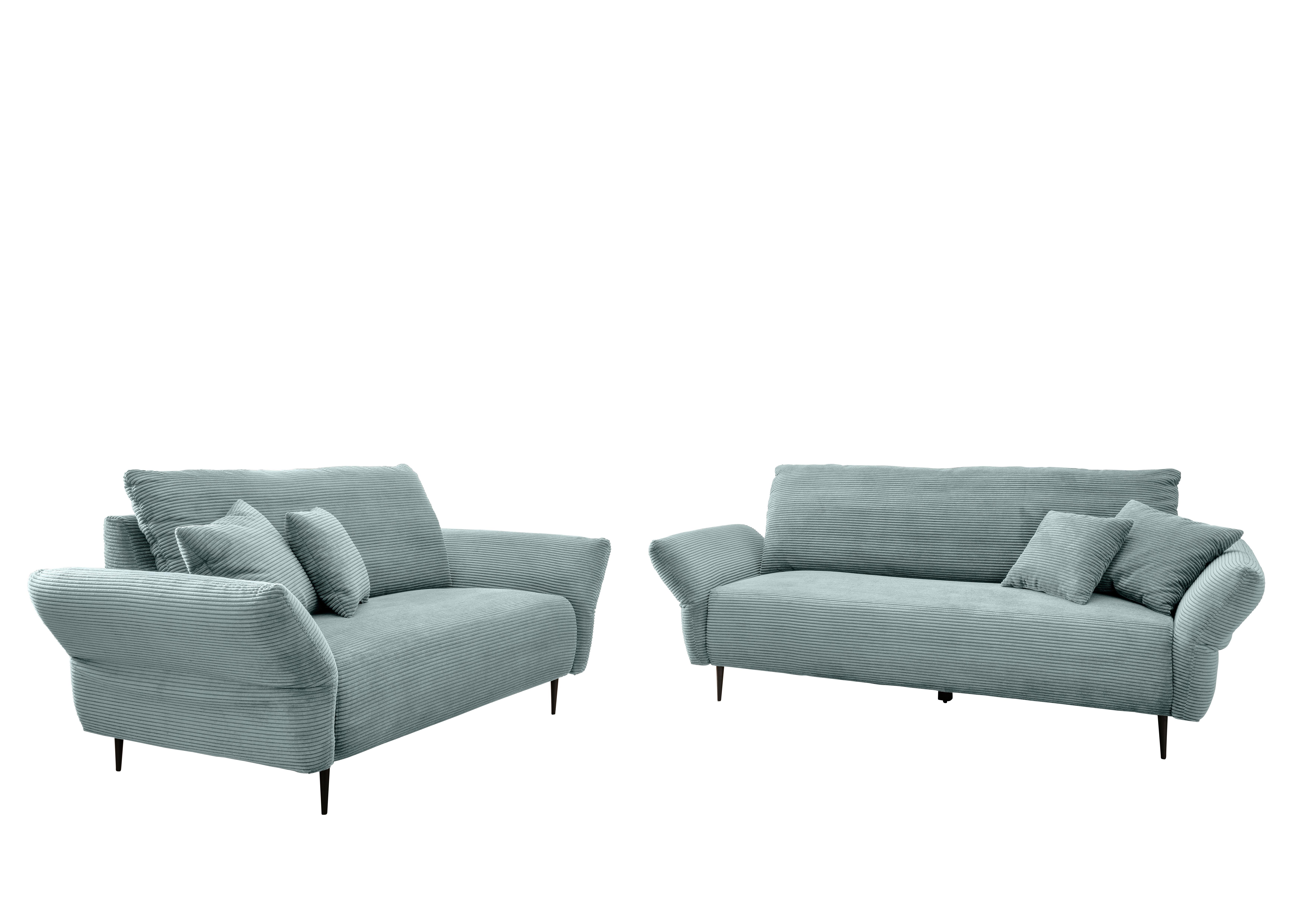 Sitzgarnitur Vanilla 2--teilig. Hellblau - Schwarz/Hellblau, Design, Textil - Livetastic