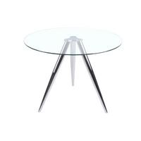 Esstisch Klar/chromfarben B: 100 Cm - Chromfarben/Klar, MODERN, Glas/Metall (100/100/75cm) - Livetastic