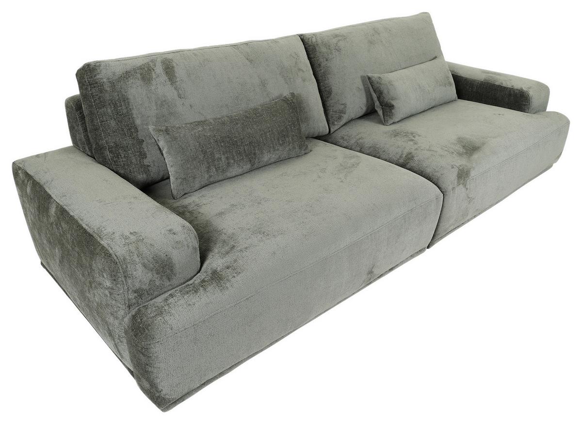 Bigsofa Mezino B: 282 cm Grün Chenille - Schwarz/Grün, KONVENTIONELL, Textil (282/73/115cm) - MID.YOU