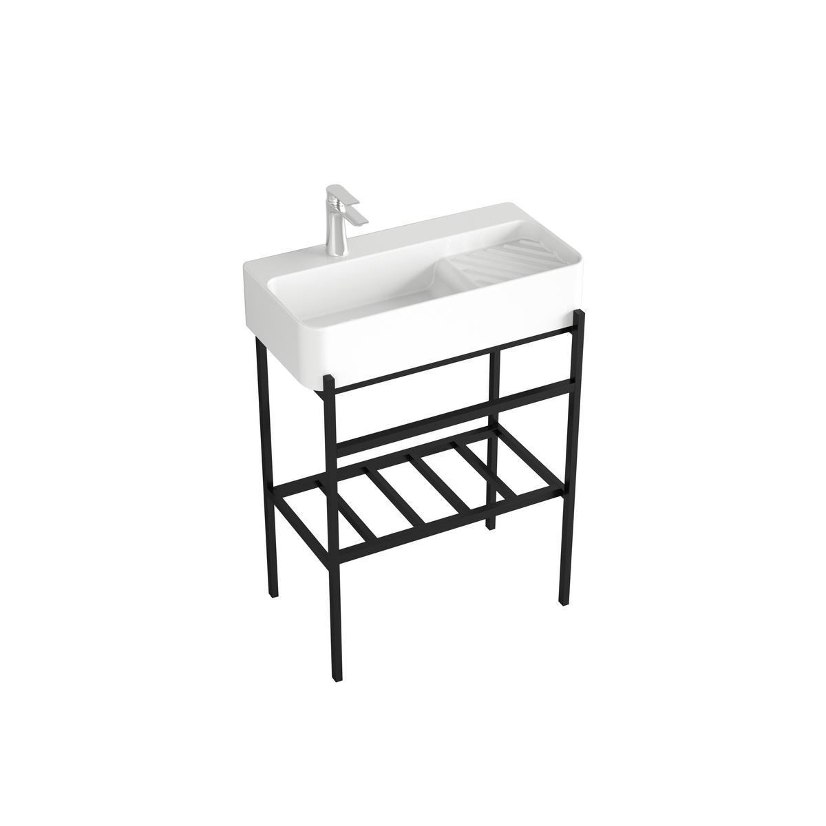 Waschbecken Delta 60 - Schwarz/Weiß, KONVENTIONELL, Keramik/Metall (60/82/31cm) - Sanotechnik