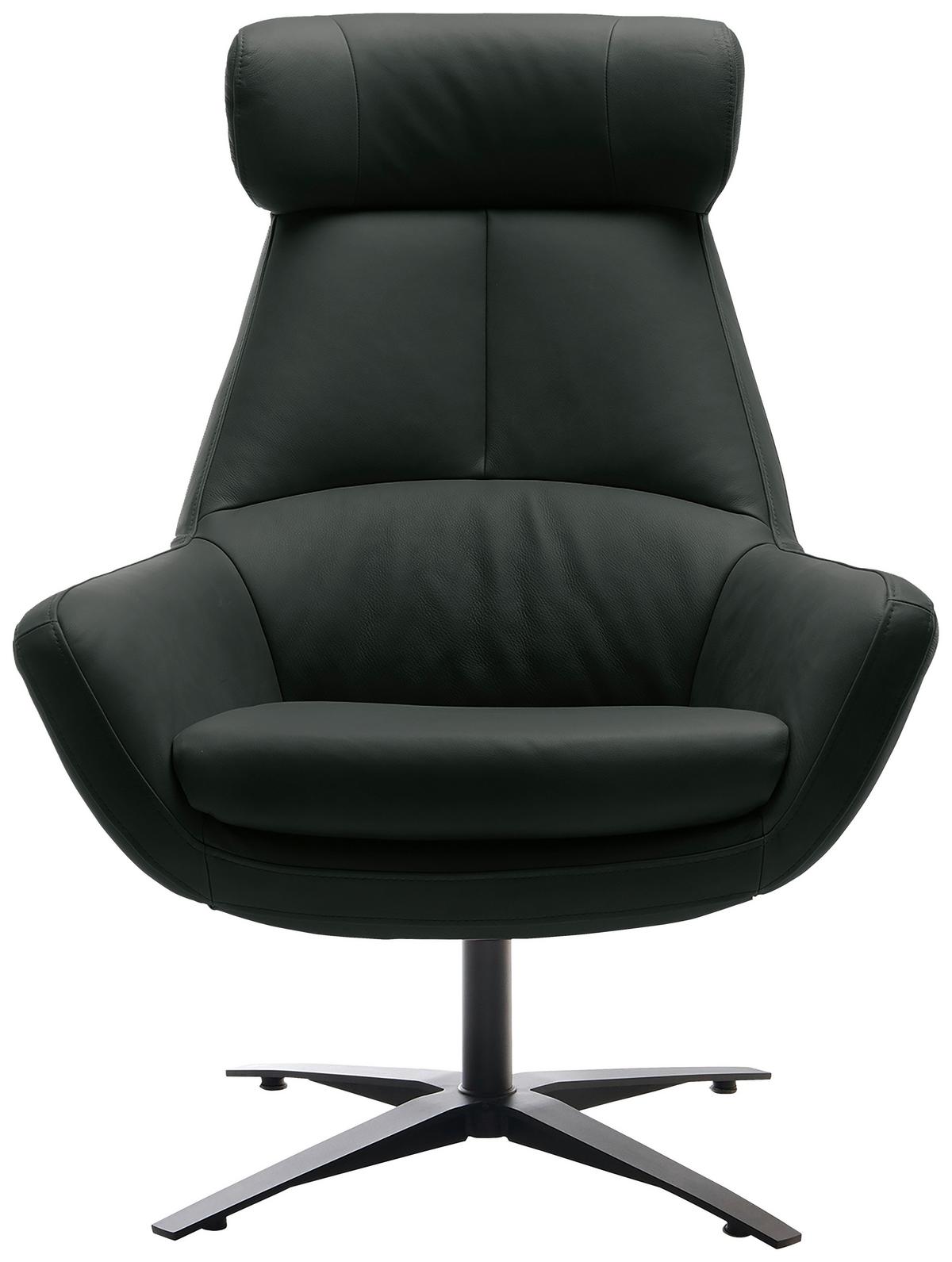 Sessel Organic, Schwarz B: 81 Cm - Schwarz, MODERN, Leder (81/112/83cm) - Trendmanufaktur