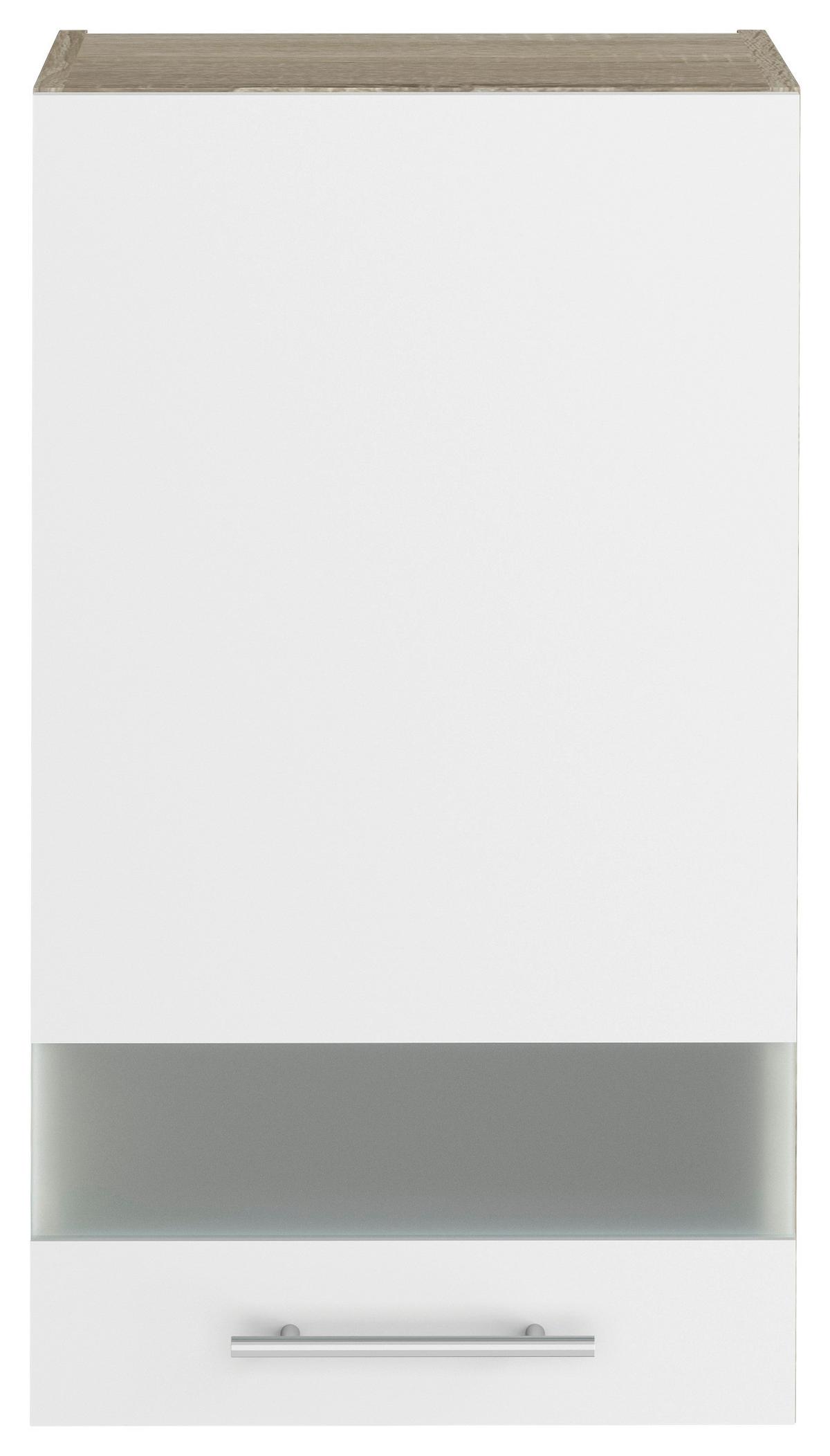 Felsőszekrény Corina - Sonoma tölgy/fehér, Modern, műanyag/Üveg (40/72,4/34,6cm)