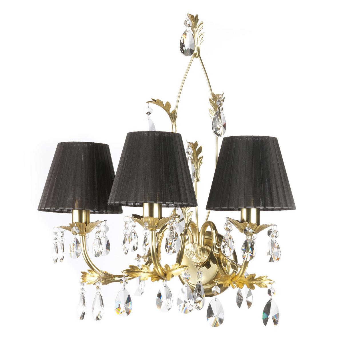 Wandleuchte Goldfarben Schwarz Hg L: 53 Cm - Schwarz Hochglanz/Goldfarben, Design, Textil/Metall (53/52/52cm)