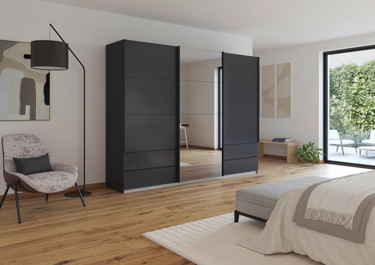 Schwebetürenschrank Karpo - Grau, KONVENTIONELL, Holzwerkstoff (271/210/62cm)