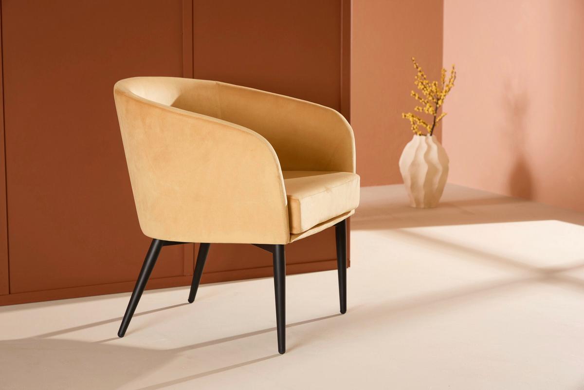 Sessel Fluffy Gelb, Schwarz B: 66cm - Gelb/Schwarz, MODERN, Textil/Metall (66/70/64cm) - Livetastic