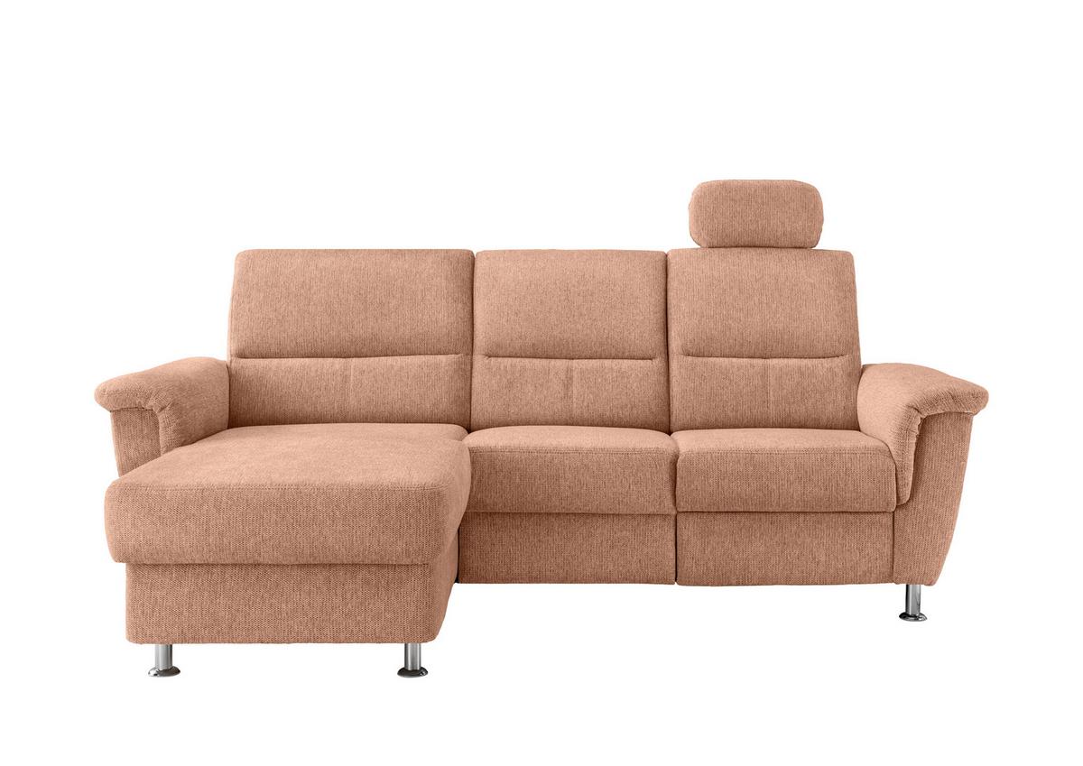 Ecksofa mit Stauraum Parole Koralle Chenille - Chromfarben/Koralle, MODERN, Textil (165/231cm) - Livetastic