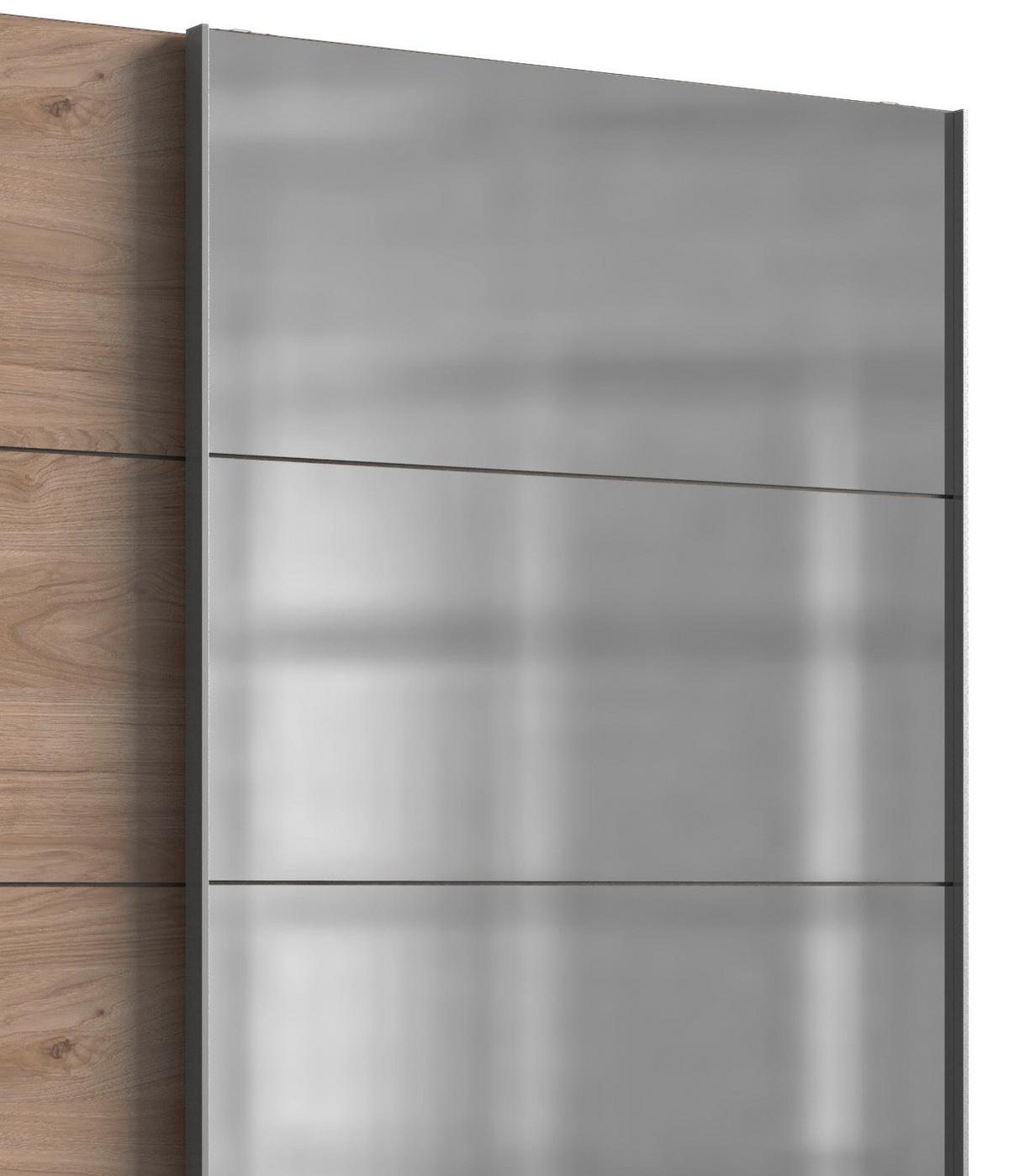 Schwebetürenschrank Mit Spiegel 225cm Ernie, Eiche Dekor - Eichefarben, Basics, Holzwerkstoff (225/210/65cm) - MID.YOU