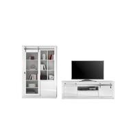 WOHNWAND Daytona Weiß HG B: 349 cm - Weiß Hochglanz/Weiß, Design, Holzwerkstoff (349/200/43cm) - Livetastic
