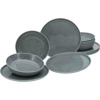 Tafelservice Keramik 6 Personen Geschirr Set Grau - Grau, Basics, Keramik - Creatable
