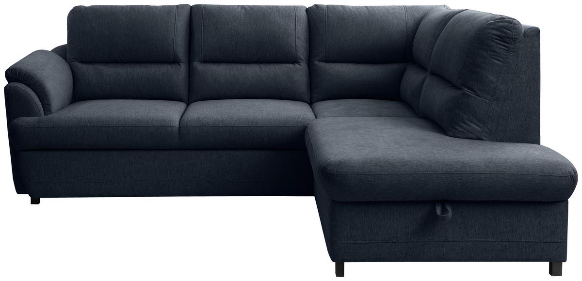 Rohová sedačka GUSTO, pravá, modrá - modrá/černá, Basics, dřevo/textil (240/200cm)