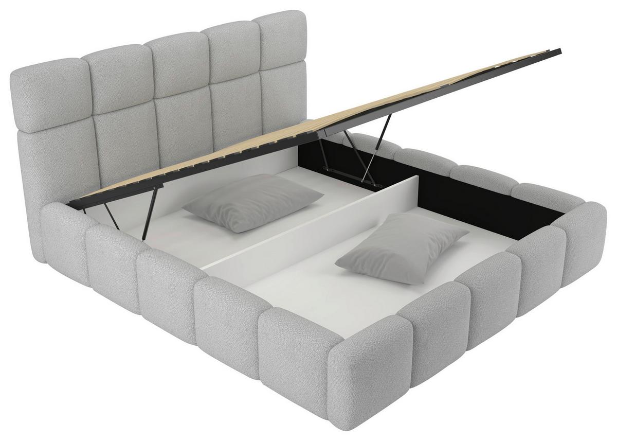Polsterbett Cloudy M. Matratze Silberfarben, Lf: 180x200 Cm - Silberfarben, Trend, Holz/Holzwerkstoff (180/200cm) - Luca Bessoni