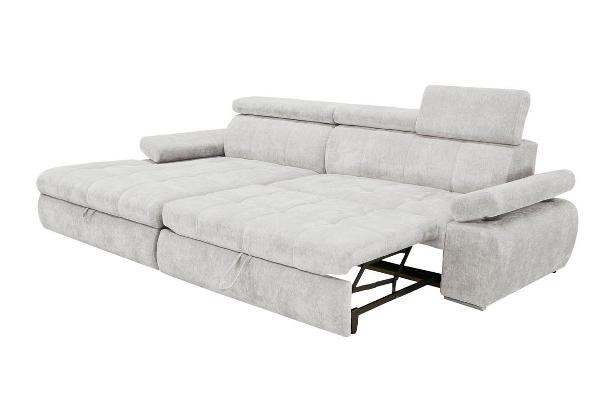 Rohová sedačka VEGAS, levá, světle šedá žinylka - barvy stříbra/světle šedá, Design, dřevo/textil (173/294cm)